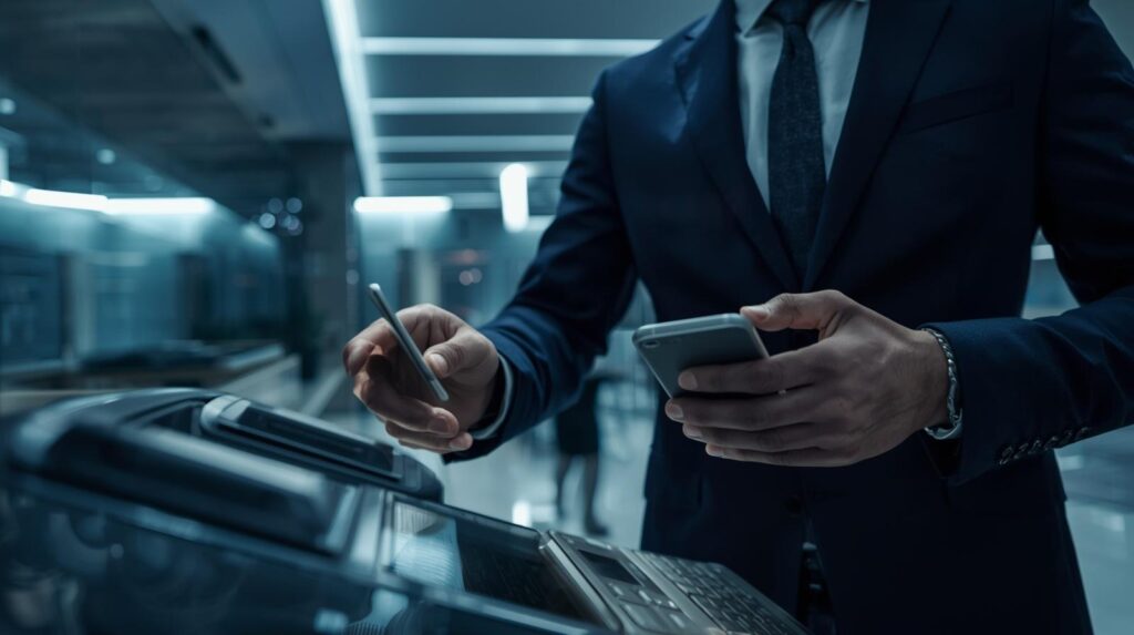 Smartphone con digital wallet b2b per pagamenti aziendali Apple Pay e Google Pay