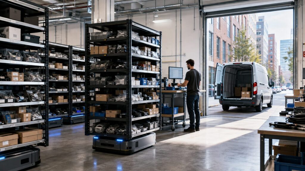 Micro fulfillment center per la logistica urbana: hub automatizzato che serve clienti B2B in città